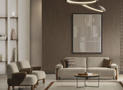 Stilvolle Wohnzimmer Couchgarnitur Designer Textilsofa 2x Sessel