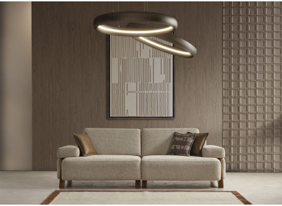 Eleganter 3-Sitzer Beiges Wohnzimmer Sofa Luxuriöse Textil Couch