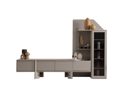 Moderner TV-Ständer mit stilvoller Vitrine für elegantes Wohnen