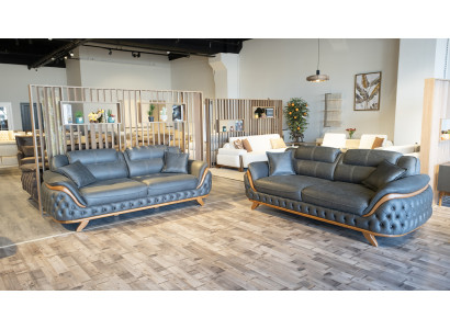 Graue Chestefield Garnitur Designer Ledersofas Luxuriöse Couchen