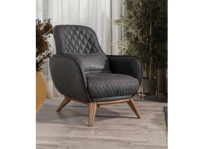 Schwarzer Ledersessel Stilvolle Polstersessel Wohnzimmer Sitzmöbel