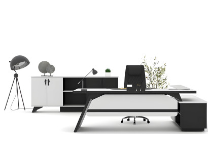 Schwarz-Weiße Büromöbel Exklusiver Schreibtisch Aktenschrank Tisch