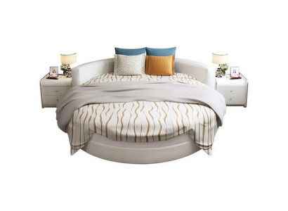 Weißes Schlafbett Stilvolles Rundbett Schlafzimmer Textilbetten