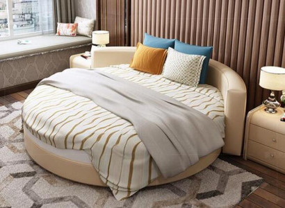 Beiges Polsterbett Designer Schlafzimmer Betten Robustes Holzgestell