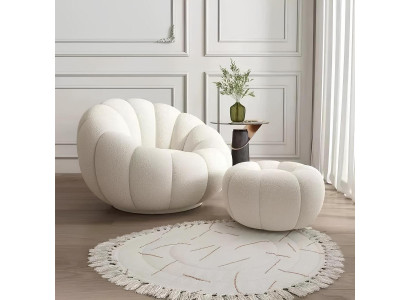 Beiger komprimierbarer Sessel mit Ottoman stylischer, bequemer Sessel