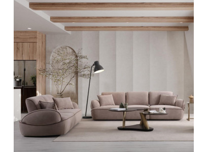 Couchgarnitur Moderne Wohnzimmer Möbel 2x Couchen Holztisch 3-tlg