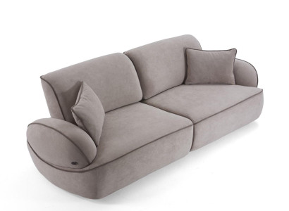 Beiger Luxuriöser 3-Sitzer Moderne Textilcouch Edle Stoffmöbel