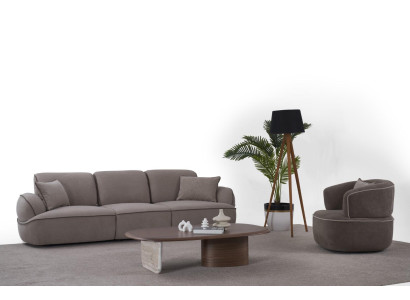 Stilvolle Wohnzimmer Garnitur Viersitzer Luxus Couchtisch Rundsessel