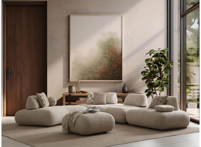 Beiges L-Form Sofa Designer Wohnzimmer Couch Eckcouch