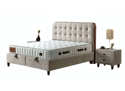 Modernes Bett Schlafzimmermöbel Set Komfortmatratze Komplettset 2x Nachttische