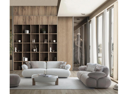 Edle Wohnzimmer Möbel Designer 3-Sitzer Sofas Runder Couchtisch