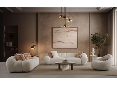 Stilvolle Couchgarnitur 2x Dreisitzer Beistelltisch Stoffsessel