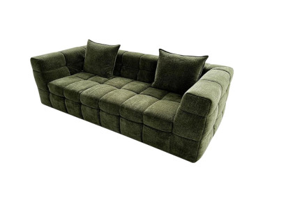 Komprimierbares grünes 3-Sitzer Stoffsofa Großes Sofa für das Wohnzimmer