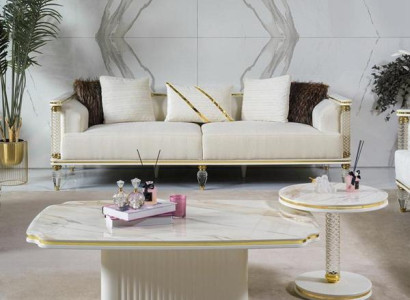 Elegantes Wohnzimmer-Set (Sofa 3 Sitzer+ 2x Couchtisch) für moderne Innenräume