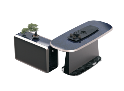 Design-Couchtisch aus zwei Elementen mit Hochglanzoberfläche