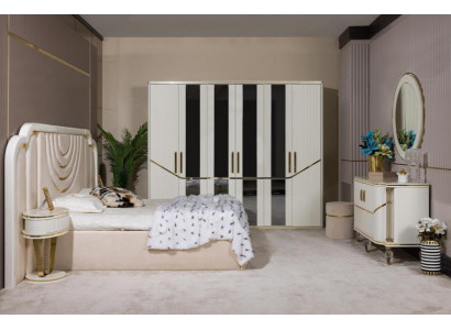 Das Schlafzimmer set (Bett, 2x Nachttisch, Schrank, Kommode mit Spiegel)