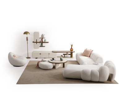 Exklusive Weiße Couchgarnitur Luxus Sofa Holz Couchtisch Regale