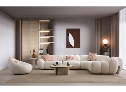 Luxuriöses Wohnzimmer Set Sitlvolles Ecksofa Sessel Couchtisch