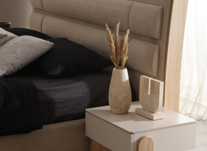 Stylischer Beiger Nachttisch Designer Schlafzimmer Holz Möbel