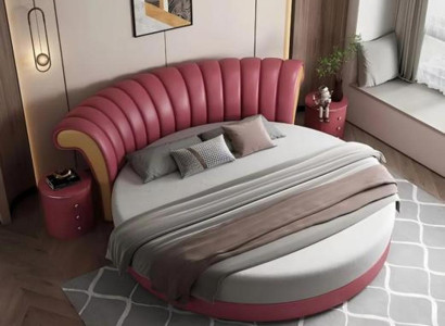 Stilvolles Rundes Bett Schlafzimmer Lederbett Designer Doppelbett