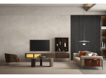 Modernes Wohnzimmer 3‑Sitzer Stoffsofa Sessel TV Couchtisch Konsole