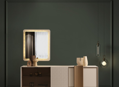 Stilvoller Modernes Esszimmer-Set Designer Beige Luxus Konsole Edler Spiegel