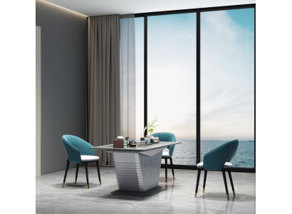 Set 3 grün-weiße Essstühle im modernen Design