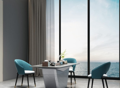 Set 3 grün-weiße Essstühle im modernen Design