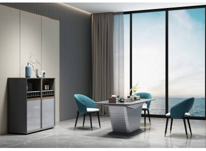 Esstisch + Vitrinenschrank – komplettes Esszimmer-Set