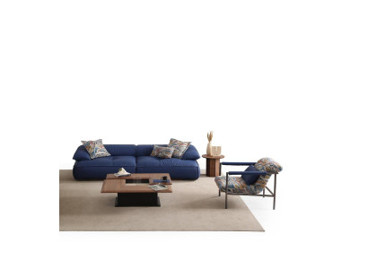 Stilvolle Wohnzimmer Garnitur Ledersofa Designer Couchtisch Sessel