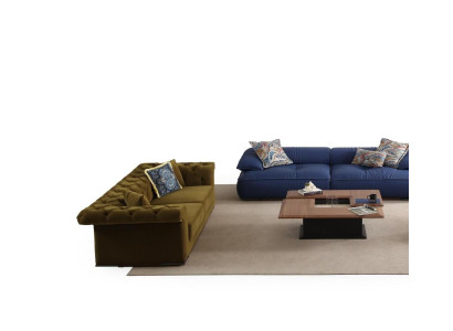 Modernes Wohnzimmer Set Designer Polostersofas Holz Couchtisch
