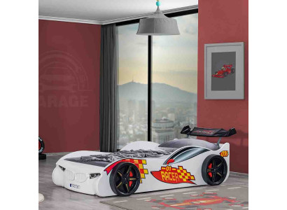 Weißes Autobett Designer Kinderbett Kunststoffbetten Rennwagenbett