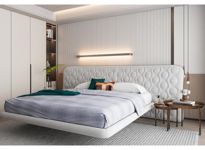 Modernes Weiße Polsterbett Schlafzimmer Doppelbett Textilbetten