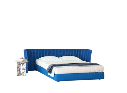 Stilvolles Blaues Designerbett Moderne Schlafzimmer Polsterbetten