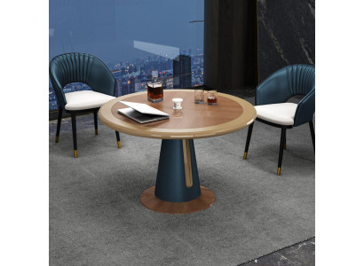 Runder Esstisch in Braun Ø120×75 cm – elegant und zeitlos.