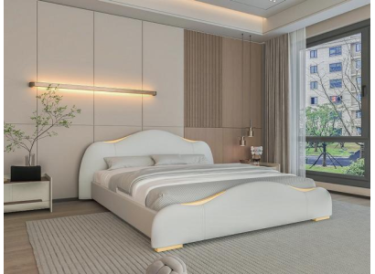 Modernes Weißes Schlafbett Designer Gold Verzierung Doppelbetten