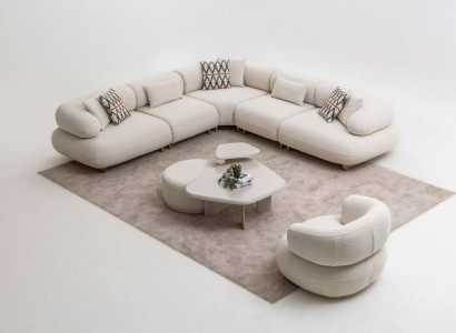 Exklusive Sofagarnitur Designer Eksofa Sessel Beistelltisch Hocker