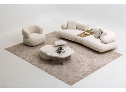 Designer Couchgarnitur Luxuriöses Sofa Stoffsessel Couchtisch Pouf