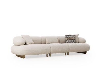 Beige 5-Sitzer Couch Designer Stoffsofa mit verstellbarer Rückenlehne