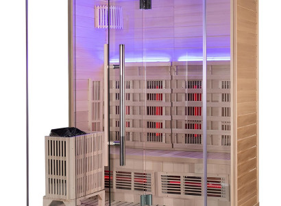 Zweifach-System Sauna: Infrarot & Trockendampfsauna mit Saunaofen