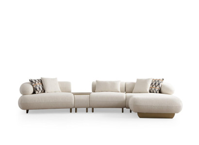 Modernes Beiges Relaxsofa Designer Wohnzimmer Luxus Stoffsofa