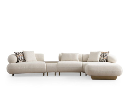 Modernes Beiges Relaxsofa Designer Wohnzimmer Luxus Stoffsofa
