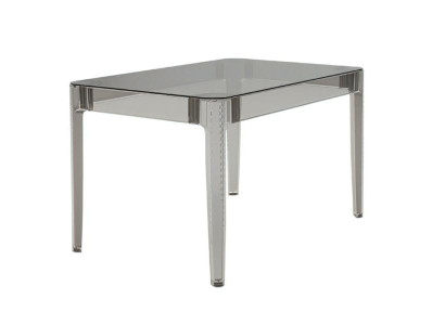 Eleganter grauer transparenter Tisch Rechteckiger Tisch Gartentisch