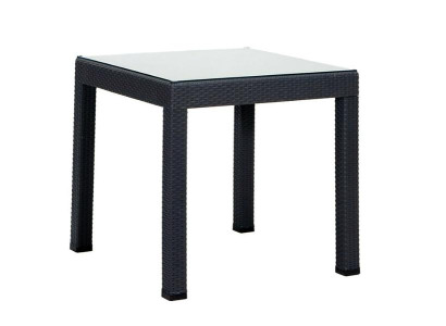 Gartentisch aus Rattan Tisch anthrazitfarben robuster, stilvoller Tisch