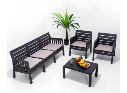 Gartenmöbelset  3-Sitzer-Sofa, zwei Sessel und Couchtisch 4 Teile