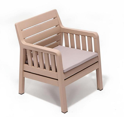 Gartenmöbel-Set beige 2-Sitzer-Sofa zwei Sessel Couchtisch 4 Teile