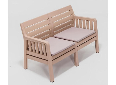 Robust 2-Sitzer Gartensofa beige Polycarbonat-Sofa Gartenmöbel