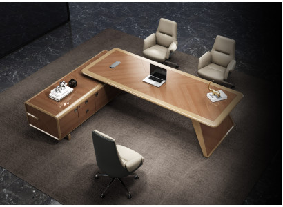 Eckschreibtisch in Braun, modernes Design, robust und funktional.