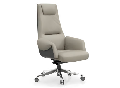 Chefsessel in Grau, höhenverstellbar, komfortabel und stilvoll.