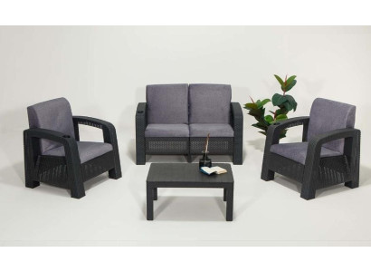 Garten-2-Sitzer-Sofa Designer Sessel Edler Couchtisch Luxus Set